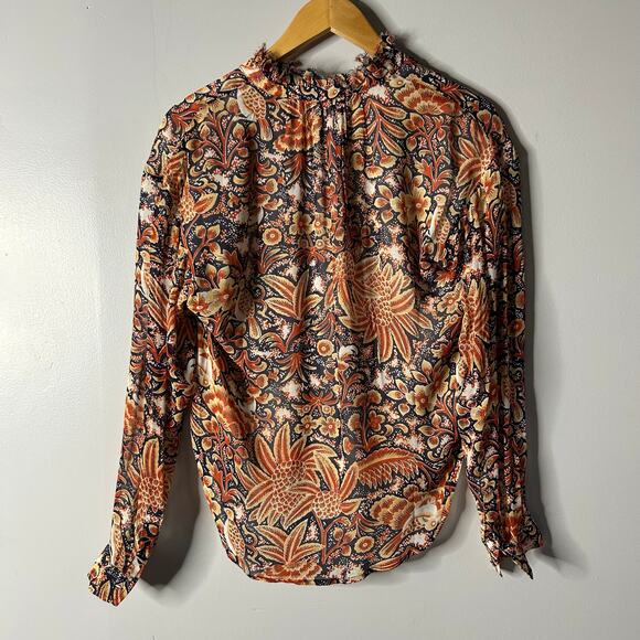 Pilcro Anthropologie Button Down Blouse Women’s XXS Bohemian Whimsical Orange - Picture 10 of 10